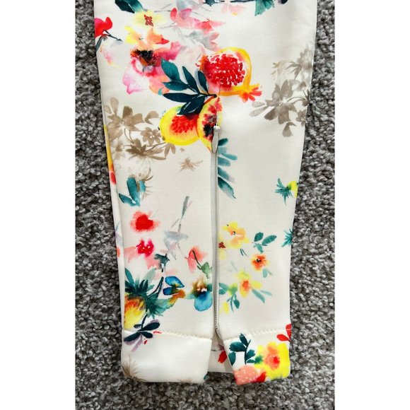NWT Zara Stretchy Off-White Floral Pants w/Zippers - Picture 6 of 8
